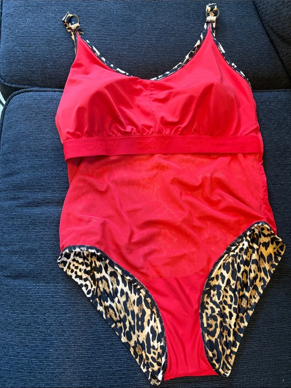 Dkny Leopard Print One-Piece Swimsuit — Brown and Black-Size XXL - Picture 9 of 13